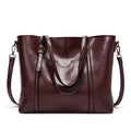 888-G9 Oil Wax Leather All-Match Fashion Handbag, Wine Red, Khaki, Green, Navy Blue, Black, Dark Grey, Deep Purple, Pink