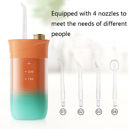 S57 Household Portable Electric Tooth Flusher, White with 4 Nozzles, Orange with 4 Nozzles, Pink with 4 Nozzles, Green with 4 Nozzles