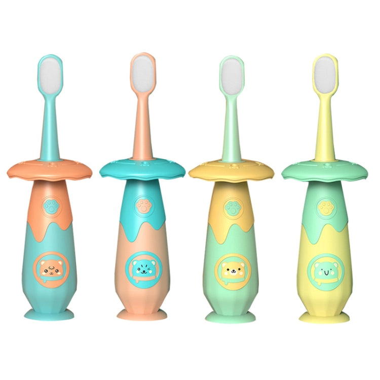 TY1020 Children Cartoon Soft Toothbrush, Mint Green, Coral Orange, Ivory Yellow, Glass Green