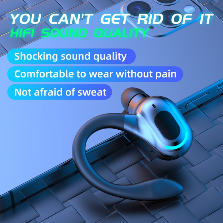 F8 Bluetooth 5.1 Ear-Mounted Stereo Wireless Sports Earphone, Single Earphone (Black), Single Earphone (White), Single Earphone (Black+Red), Single Earphone (Black+Blue), Single Earphone (Black+Green)