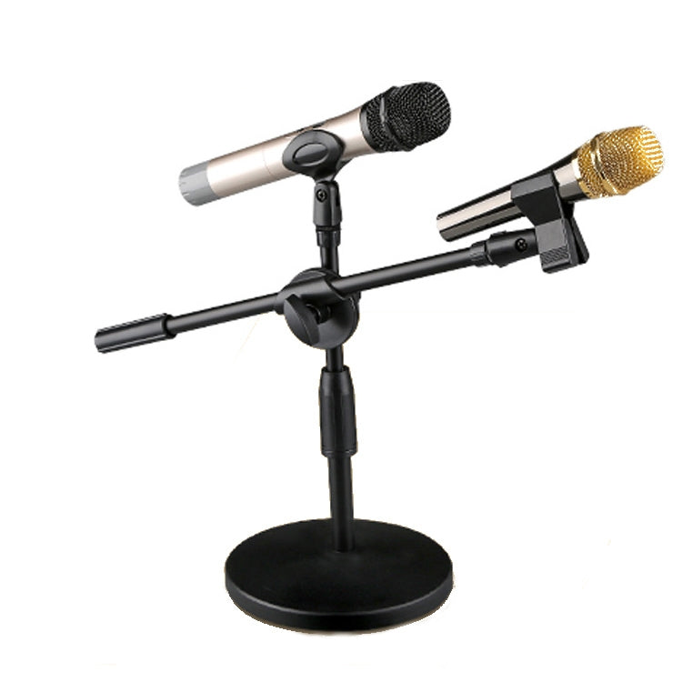 LKT-300 30-65cm Full Metal Disc Base Dual Microphone Stand,Size:, 140mm Base, 160mm Base