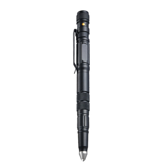 P08 Outdoor LED With Flashing Tungsten Steel Window Breaking Self-Defense Pen, Black, Gold, Grey