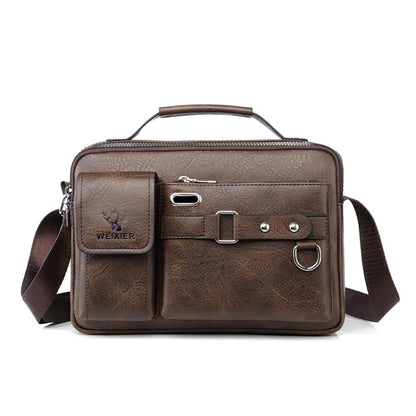 WEIXIER D235 Men Shoulder Bag Portable PU Leather Handbag