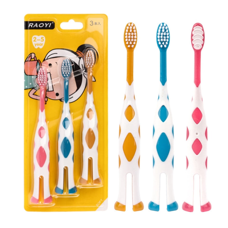 3pcs /Set RAOYI Giraffe Fine Hair Children Toothbrush Baby Cartoon Toothbrush