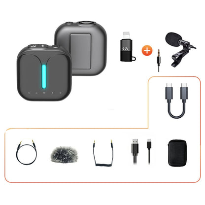 Outdoor Professional Noise-cancelling Wireless Lavalier Microphone, Type-C, Type-C+Apple Adapter, Type-C+External Microphone, Type-C+Apple Adapter+External Microphone