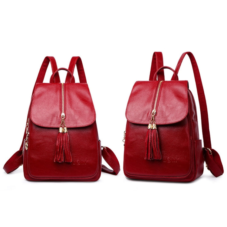 BM62-2 Soft Leather Anti-Theft Versatile Large CapacityTravel Backpack, Red, Blue, Black
