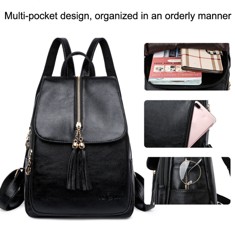 BM62-2 Soft Leather Anti-Theft Versatile Large CapacityTravel Backpack, Red, Blue, Black
