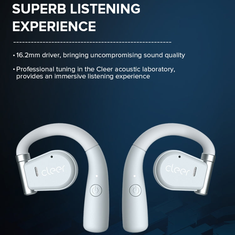 Cleer Call Noise Cancelling Music Gaming Swivel Over-Ear Wireless Bluetooth Earphones, White, Blue