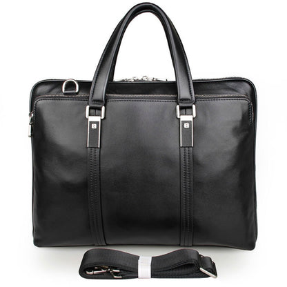 Men Business Cowhide Leather Handbag Lawyer Briefcase Messenger Bag Laptop Bag, Black, Chocolate Color