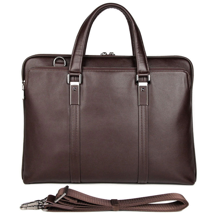 Men Business Cowhide Leather Handbag Lawyer Briefcase Messenger Bag Laptop Bag, Black, Chocolate Color