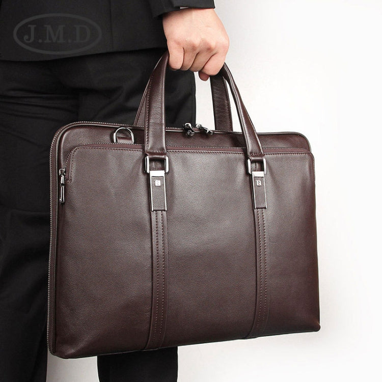 Men Business Cowhide Leather Handbag Lawyer Briefcase Messenger Bag Laptop Bag, Black, Chocolate Color