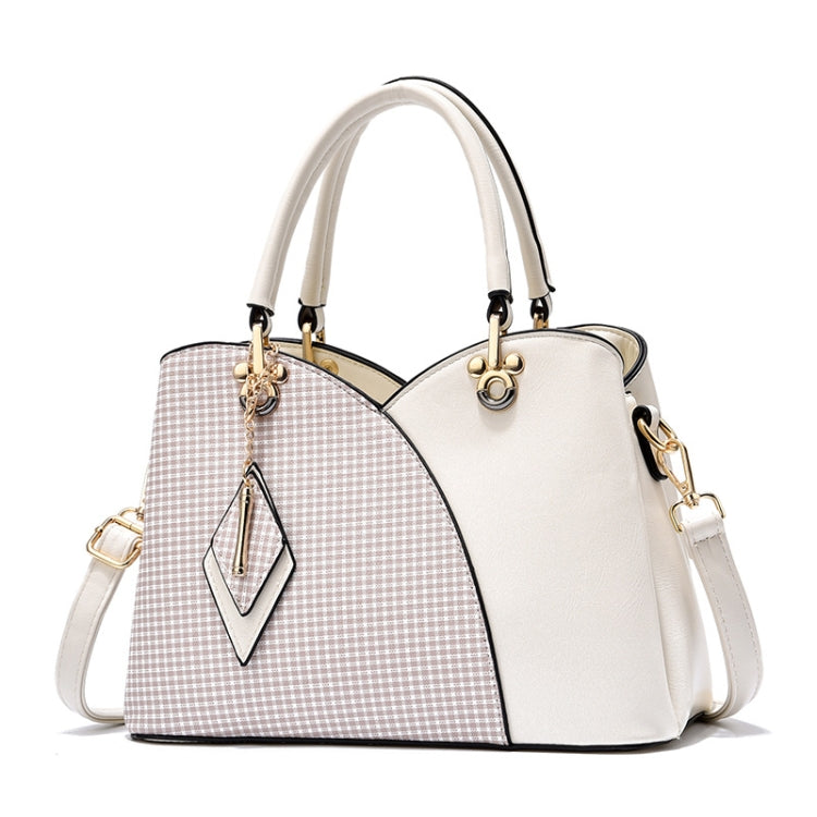 Lattice Texture Large Capacity Handbag, White, Khaki, Green, Black, Pink