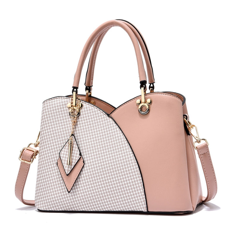 Lattice Texture Large Capacity Handbag, White, Khaki, Green, Black, Pink