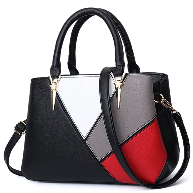 A51 PU Colorblock Ladies Handbag, Red Wine, Purple, Black, Dark Gray, Pink, Khaki