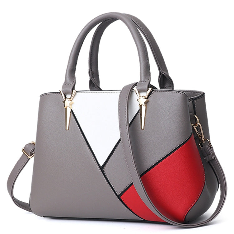 A51 PU Colorblock Ladies Handbag, Red Wine, Purple, Black, Dark Gray, Pink, Khaki