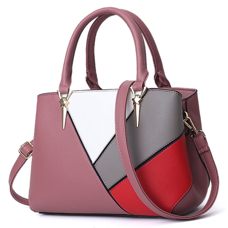 A51 PU Colorblock Ladies Handbag, Red Wine, Purple, Black, Dark Gray, Pink, Khaki