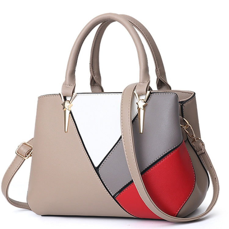 A51 PU Colorblock Ladies Handbag, Red Wine, Purple, Black, Dark Gray, Pink, Khaki