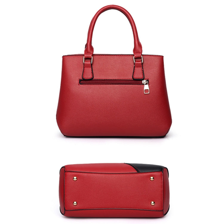 A51 PU Colorblock Ladies Handbag, Red Wine, Purple, Black, Dark Gray, Pink, Khaki