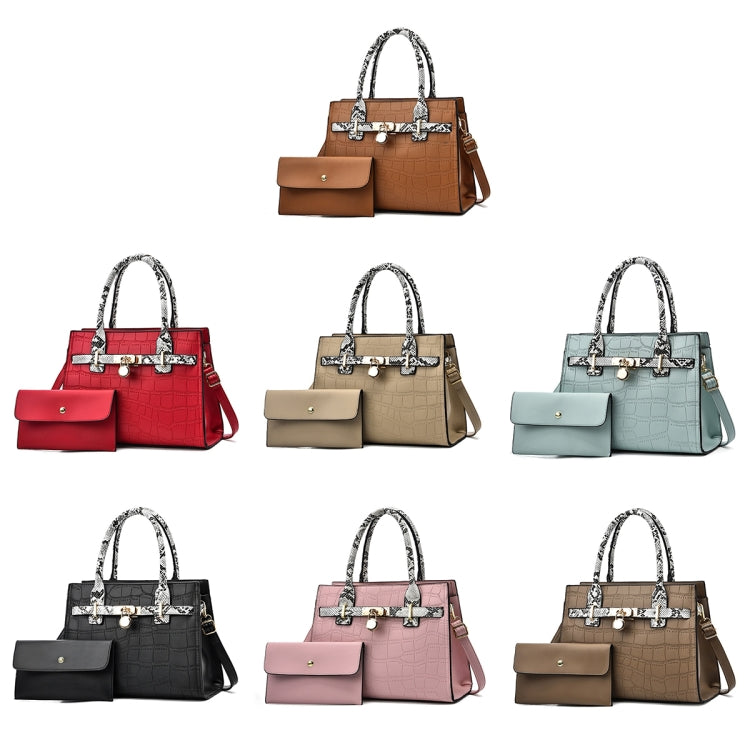 2613 2 In 1 Large Capacity Stone Pattern Bags, Red, Khaki, Green, Black, Pink, Coffee, Soil Yellow