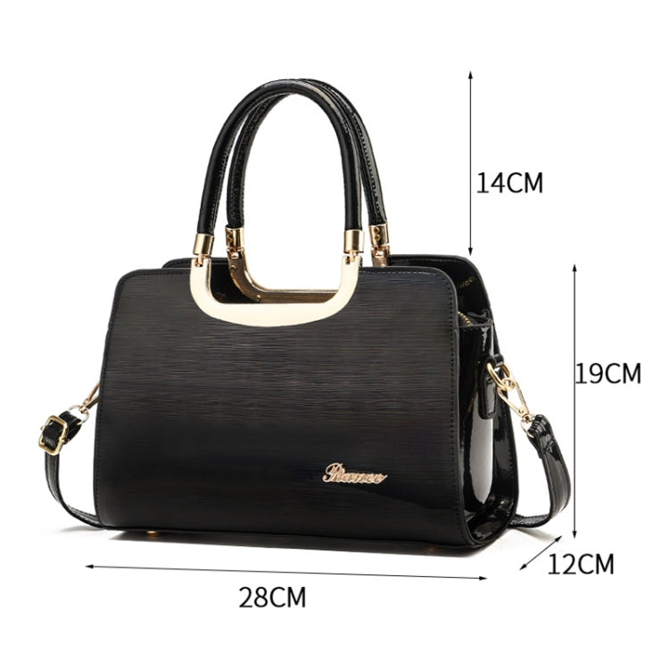 1666 Bright Leather Large Capacity Commuter Handbag, Red Wine, Khaki, Black, Light Green, Pink, Apricot, Silver, Brilliant Yellow