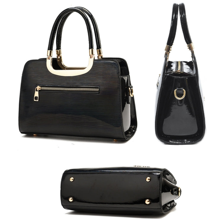 1666 Bright Leather Large Capacity Commuter Handbag, Red Wine, Khaki, Black, Light Green, Pink, Apricot, Silver, Brilliant Yellow