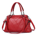TFZ 250 Geometric Colorblock Soft Leather Handbag, Red Wine, Green, Black, Dark Gray, Black White, Rubber Pink