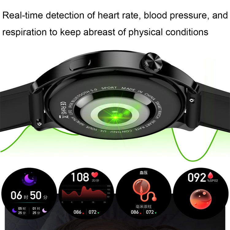 HD2 1.32 Inch Heart Rate Detection Smart Watch, Silver + Leather, Silver + Steel, Black + Leather, Black + Steel