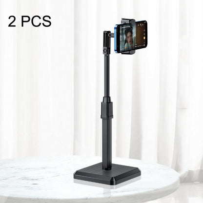 2 PCS Desktop Mobile Phone Live Broadcast Bracket Online Class Telescopic Floor Stand, Cool Black, Ivory White, Dark Green, Cherry Blossom Pink, Lucky Red