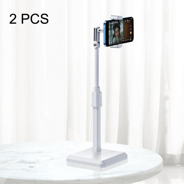 2 PCS Desktop Mobile Phone Live Broadcast Bracket Online Class Telescopic Floor Stand, Cool Black, Ivory White, Dark Green, Cherry Blossom Pink, Lucky Red