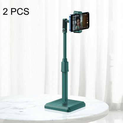 2 PCS Desktop Mobile Phone Live Broadcast Bracket Online Class Telescopic Floor Stand, Cool Black, Ivory White, Dark Green, Cherry Blossom Pink, Lucky Red