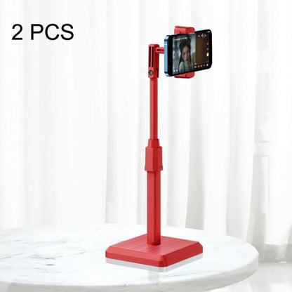 2 PCS Desktop Mobile Phone Live Broadcast Bracket Online Class Telescopic Floor Stand, Cool Black, Ivory White, Dark Green, Cherry Blossom Pink, Lucky Red