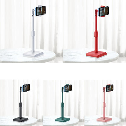 2 PCS Desktop Mobile Phone Live Broadcast Bracket Online Class Telescopic Floor Stand, Cool Black, Ivory White, Dark Green, Cherry Blossom Pink, Lucky Red