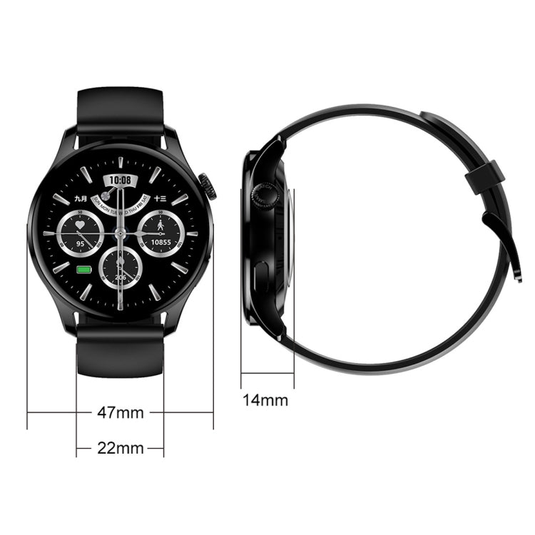 HD3 1.32 Inch Heart Rate Monitoring Smart Watch with Payment Function, Black Steel, Silver Steel, Black Leather, Silver Leather