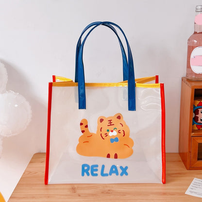 Summer Girl Jelly Bag Cartoon Transparent Shoulder Bag Waterproof Beach Bag, 1 Cherry Tiger, 2 Relax Tiger, 5 Love Rabbit, 3 Carrot Rabbit, 4 Wing Rabbit