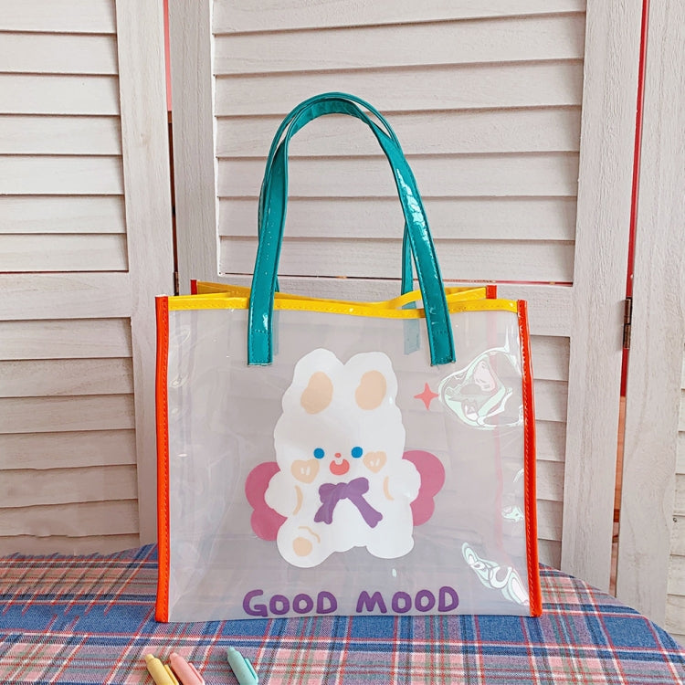 Summer Girl Jelly Bag Cartoon Transparent Shoulder Bag Waterproof Beach Bag, 1 Cherry Tiger, 2 Relax Tiger, 5 Love Rabbit, 3 Carrot Rabbit, 4 Wing Rabbit