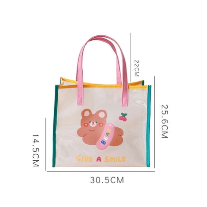 Summer Girl Jelly Bag Cartoon Transparent Shoulder Bag Waterproof Beach Bag, 1 Cherry Tiger, 2 Relax Tiger, 5 Love Rabbit, 3 Carrot Rabbit, 4 Wing Rabbit