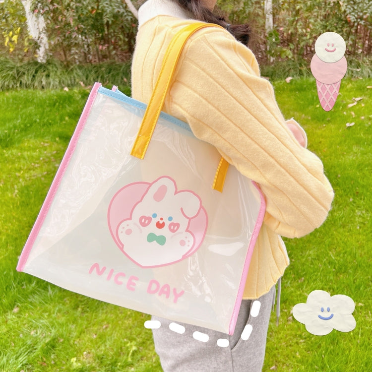 Summer Girl Jelly Bag Cartoon Transparent Shoulder Bag Waterproof Beach Bag, 1 Cherry Tiger, 2 Relax Tiger, 5 Love Rabbit, 3 Carrot Rabbit, 4 Wing Rabbit