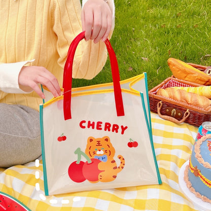 Summer Girl Jelly Bag Cartoon Transparent Shoulder Bag Waterproof Beach Bag, 1 Cherry Tiger, 2 Relax Tiger, 5 Love Rabbit, 3 Carrot Rabbit, 4 Wing Rabbit