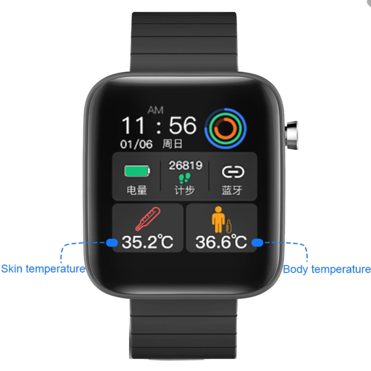 T68 1.54 Inch Body Temperature Monitoring Smart Watch with Flashlight Function