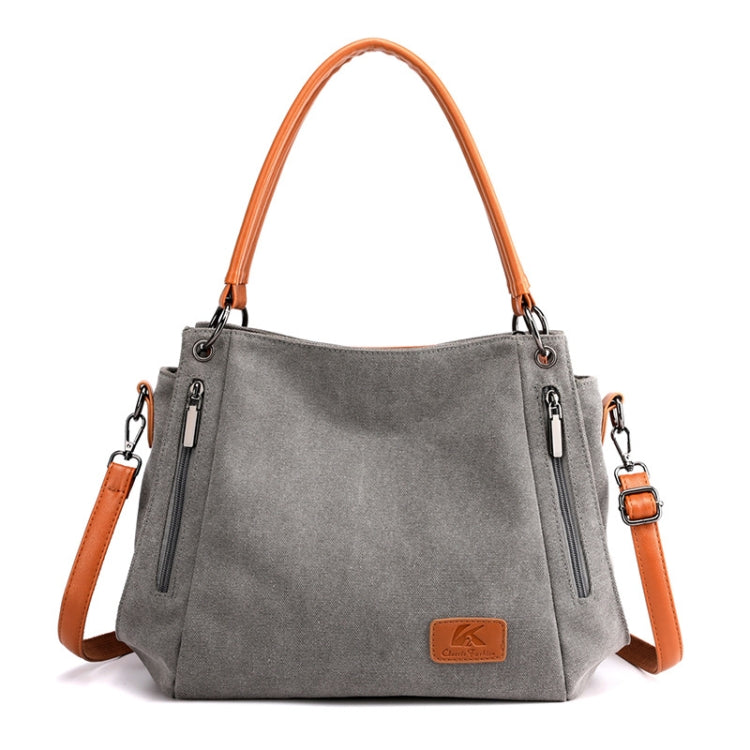 T-1983 Ladies Large Capacity Canvas Shoulder Bag, Khaki, Black, Grey, Brown, Purple Coffee