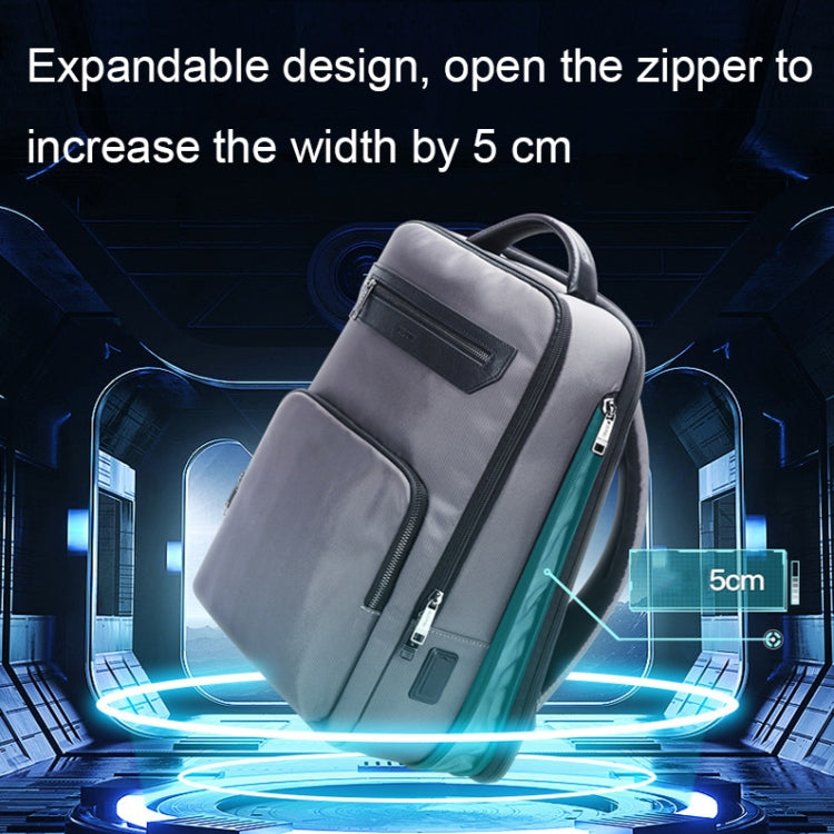 Bopai 61-121518 Multi-compartment Waterproof Expandable Backpack with USB Charging Hole, Black, Dark Gray