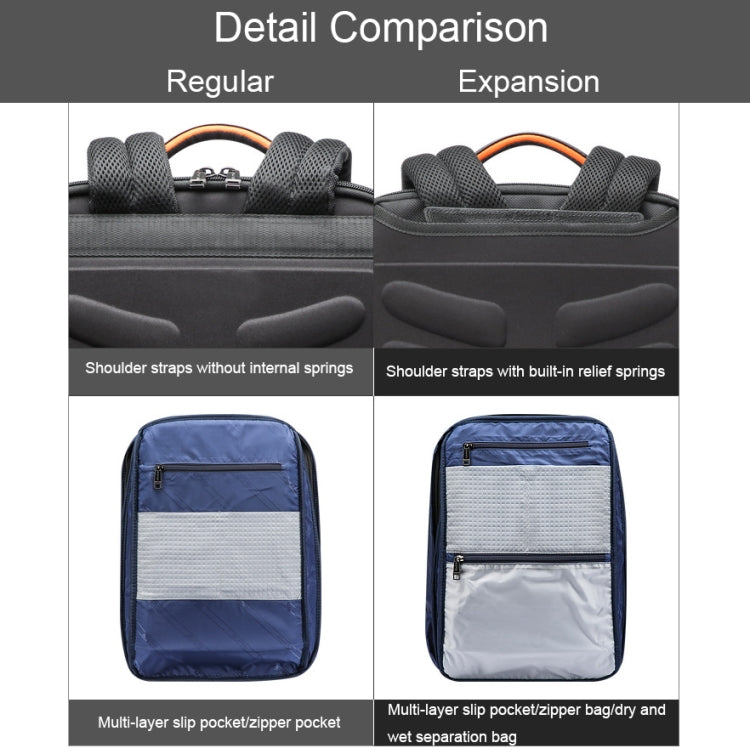 Bopai 61-120621A Outdoor Waterproof Laptop Backpack with USB Charging Port, Spec:, Regular Version, Expansion Version