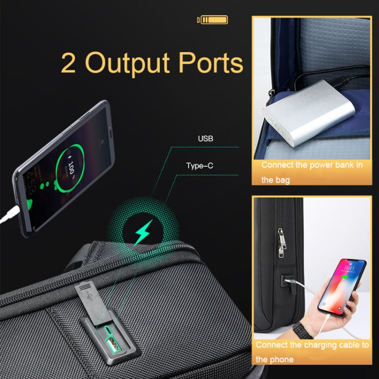 Bopai 61-120691A Waterproof Anti-theft Laptop Backpack with USB Charging Hole, Spec:, Regular Version, Expansion Version