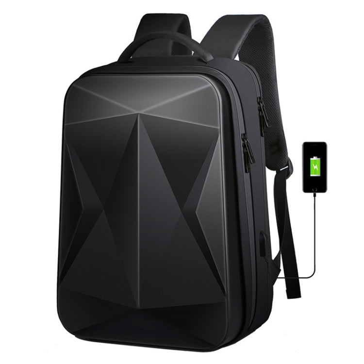 160 Large Capacity ABS Waterproof Laptop Backpack with USB Charging Port, Light Grey, Black