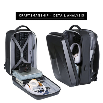 160 Large Capacity ABS Waterproof Laptop Backpack with USB Charging Port, Light Grey, Black