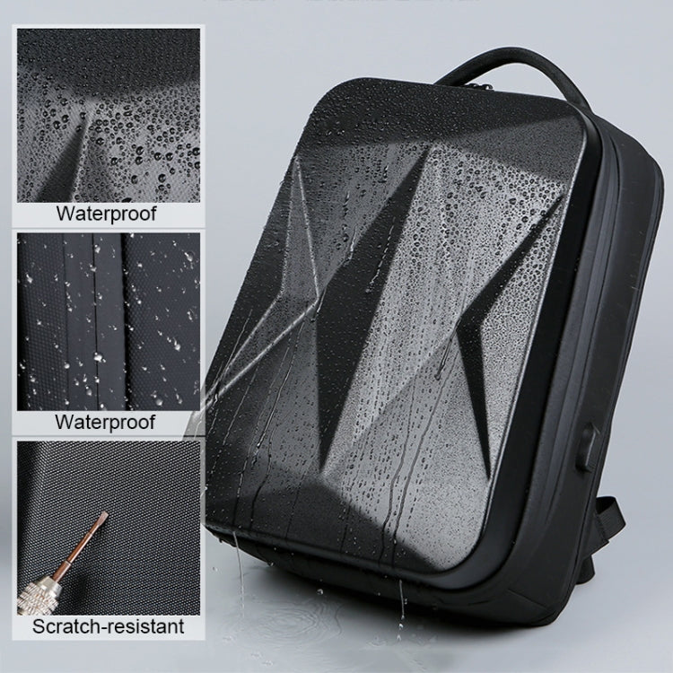 160 Large Capacity ABS Waterproof Laptop Backpack with USB Charging Port, Light Grey, Black