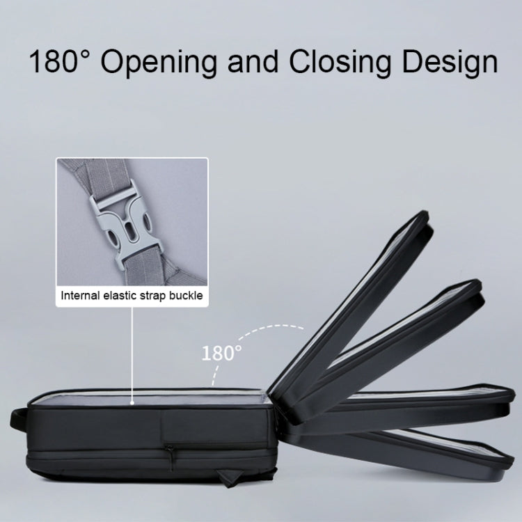 160 Large Capacity ABS Waterproof Laptop Backpack with USB Charging Port, Light Grey, Black