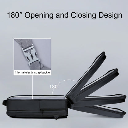 160 Large Capacity ABS Waterproof Laptop Backpack with USB Charging Port, Light Grey, Black