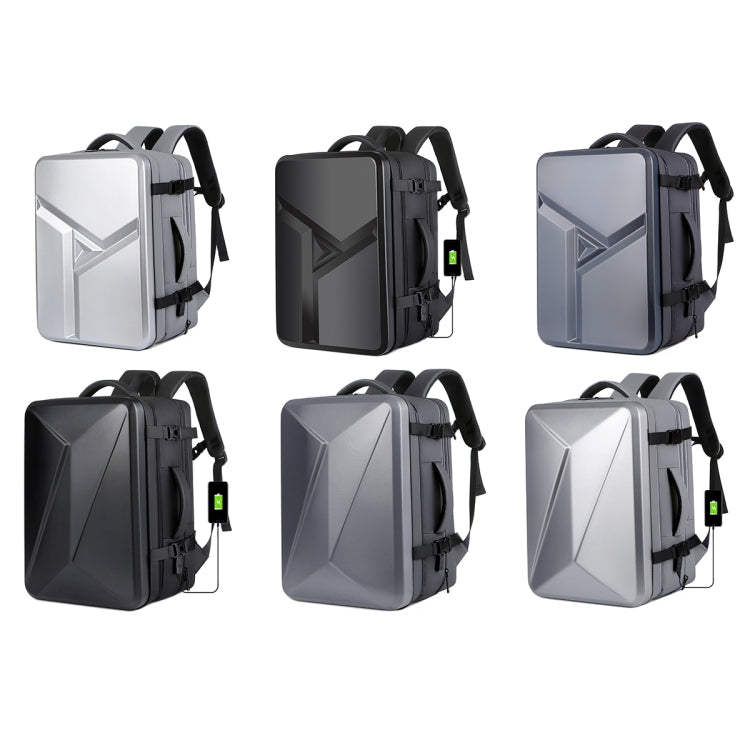 Large-capacity Waterproof Expandable Hard Shell Backpack with USB Charging Hole, 161 Light Grey, 161 Black, 161 Dark Gray, 162 Black, 162 Deep Gray, 162 Light Gray