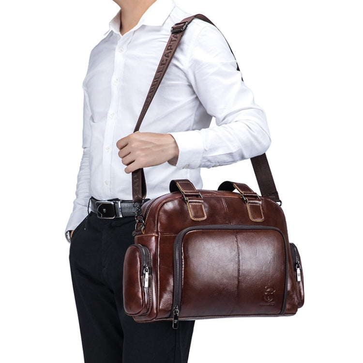 BULL CAPTAIN 0147 Leather Large Capacity Crossbody Travel Bag Briefcase